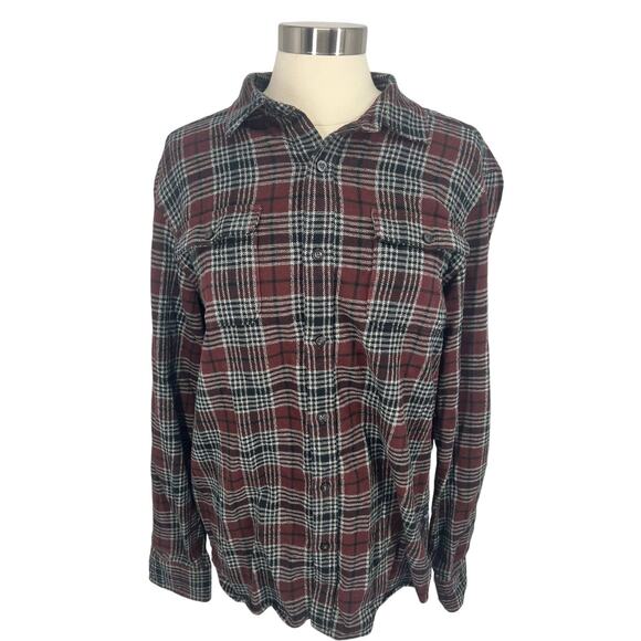 THE NORTH FACE Maroon Plaid Button Up Long Sleeve Shirt SZ Large - Picture 1 of 9